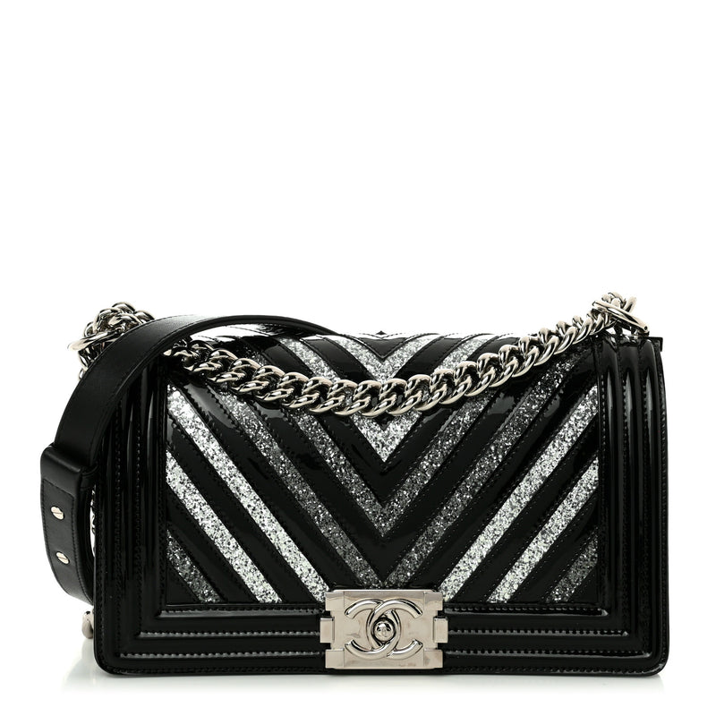 Chanel Patent Glitter Pvc Chevron