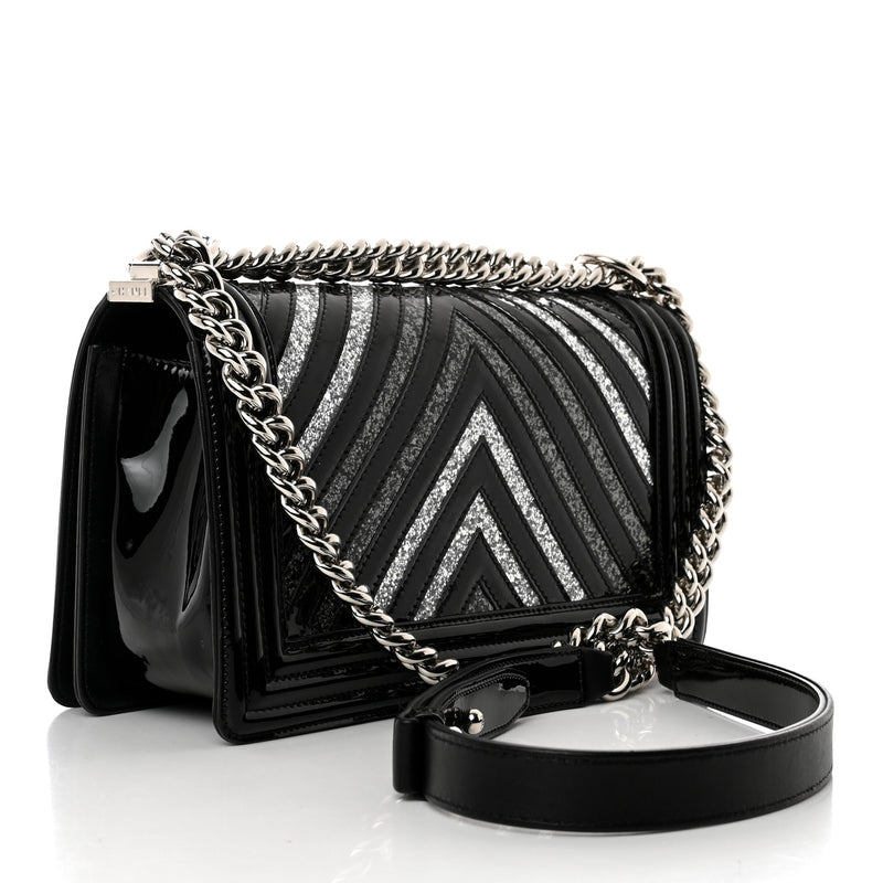 Chanel Patent Glitter Pvc Chevron