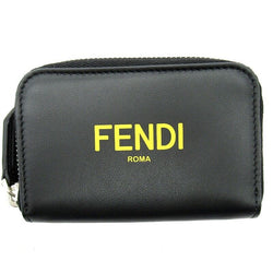 Fendi Coin Case Leather Women Black