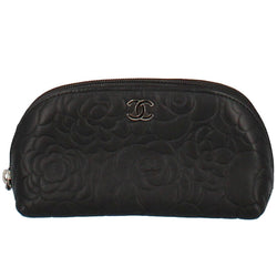 Chanel Camellia Cosmetic Pouch Leather