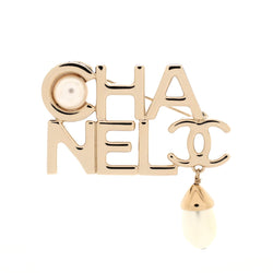 Chanel Cha-Nel Cc Pearl Drop Brooch