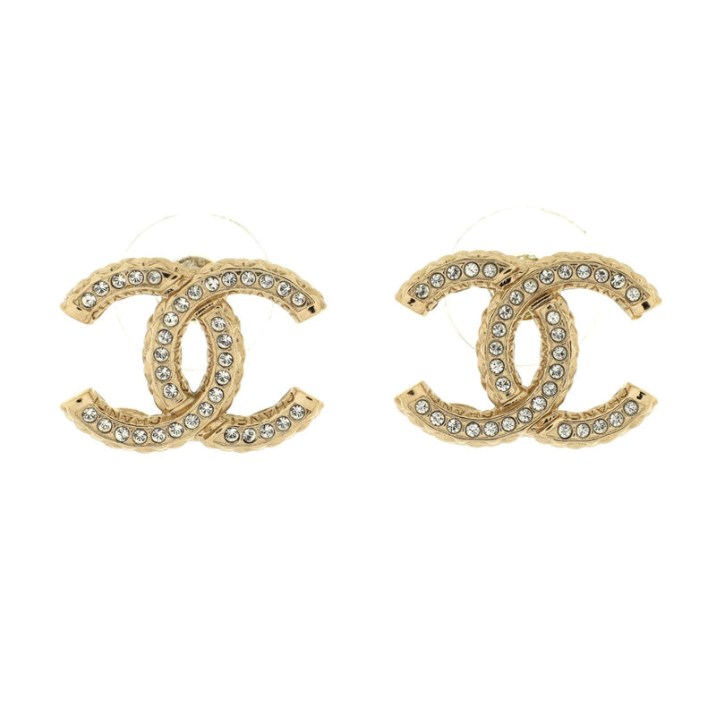 Chanel Cc Stud Earrings Metal With