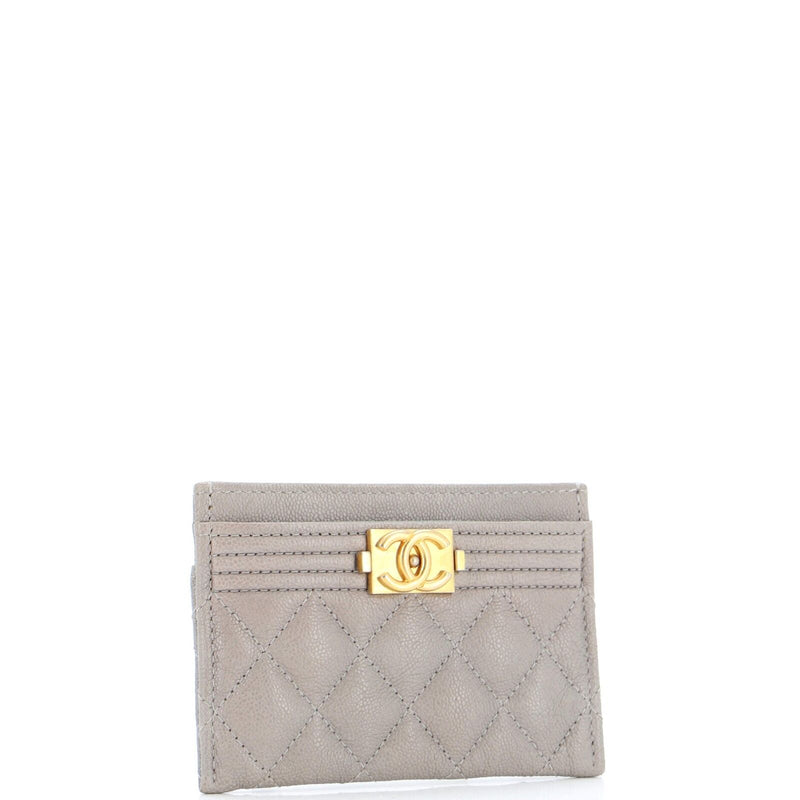 Chanel Boy Card Holder Quilted Caviar
