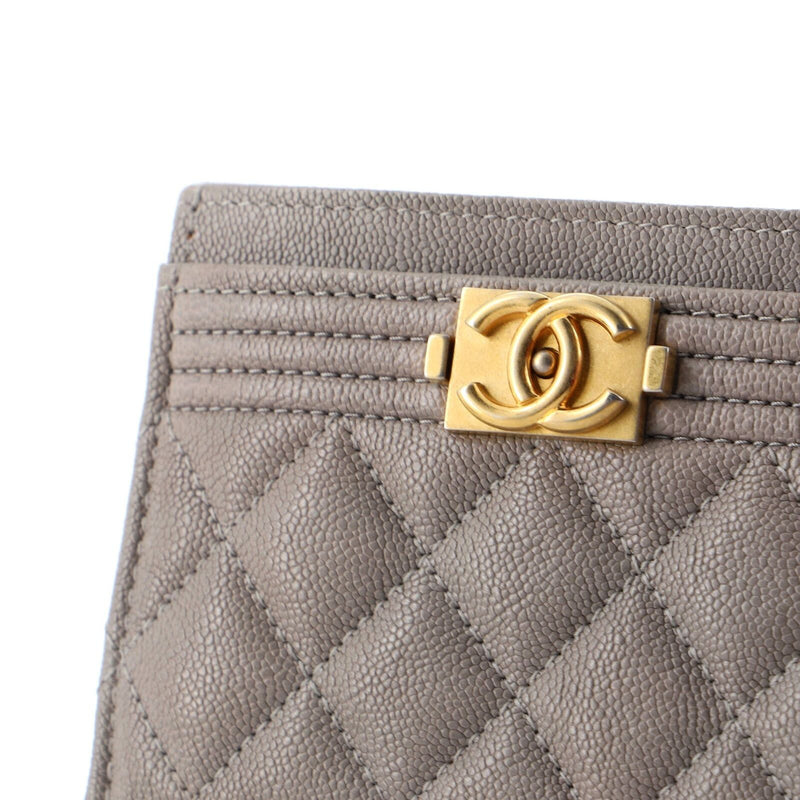 Chanel Boy Card Holder Quilted Caviar