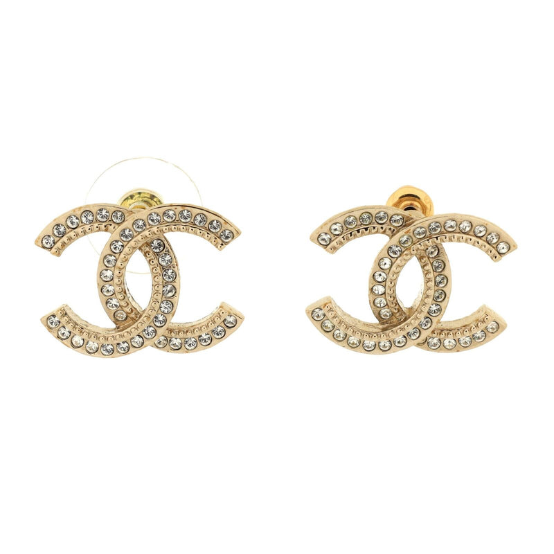 Chanel Cc Stud Earrings Metal With