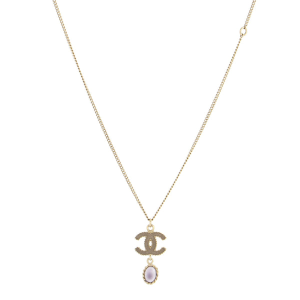 Chanel Cc Drop Pendant Necklace Metal