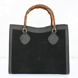 Gucci Bamboo Hand Bag Suade Leather
