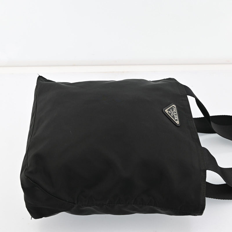 Prada Nylon Leather Hand Tote Bag