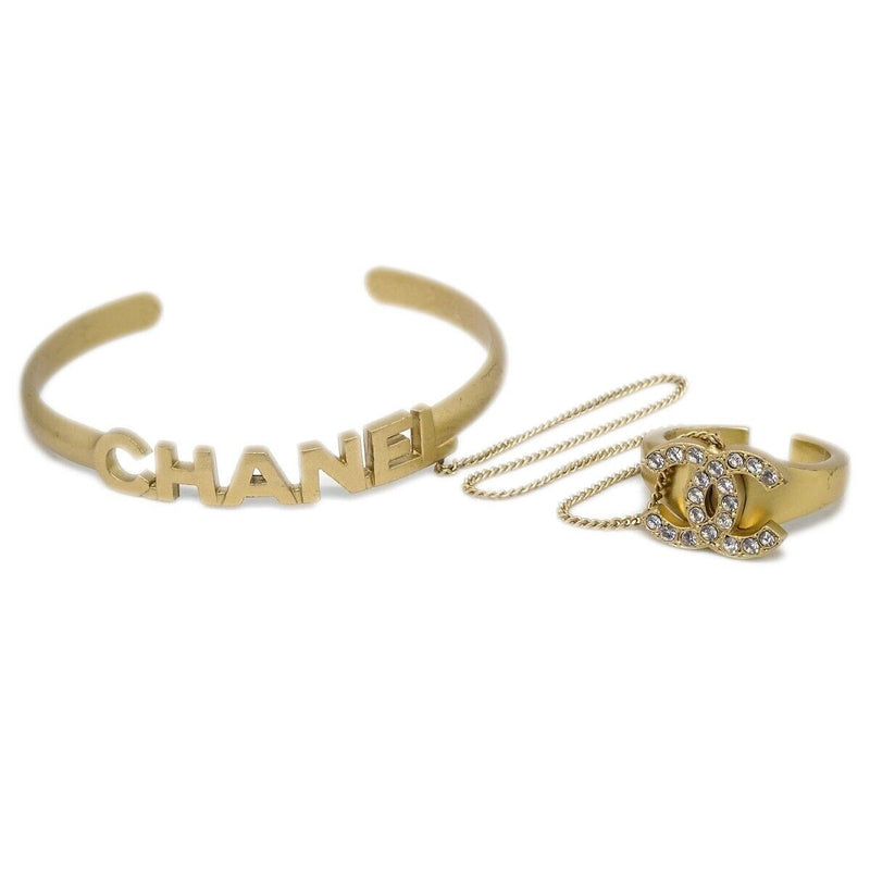 Chanel Cc Rhinestone Bangle Chain Ring