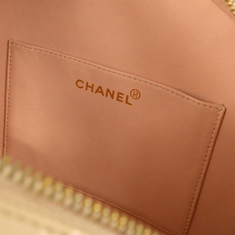 Chanel Beige Patent Leather Round Vanity