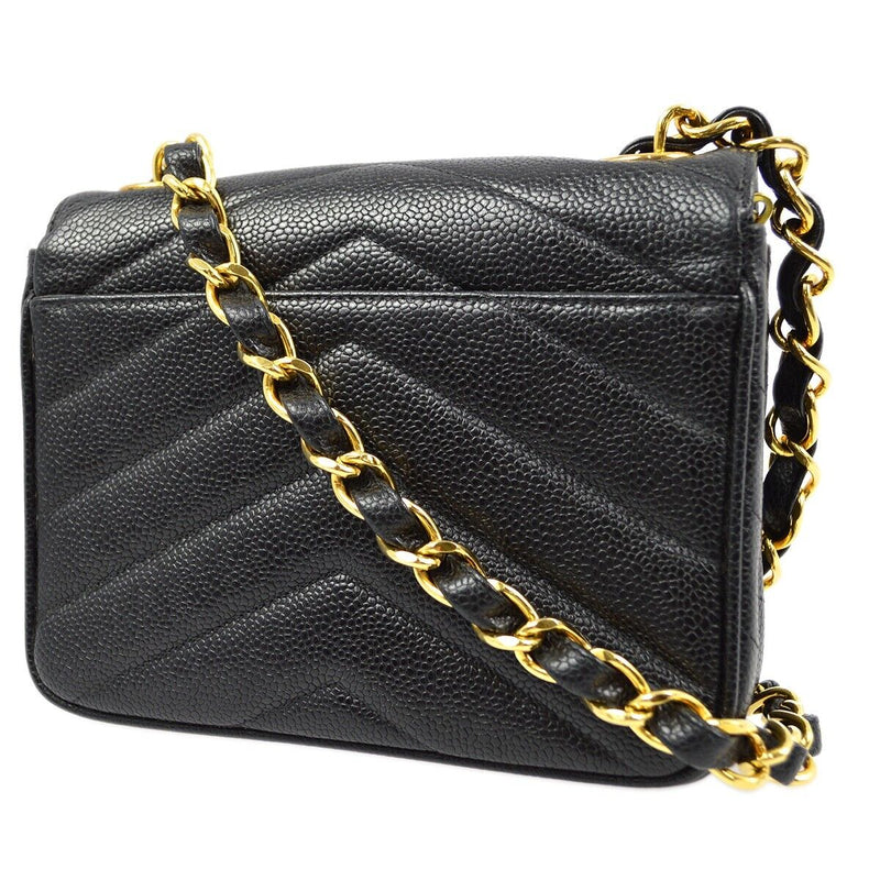 Chanel Black Caviar V-Stitch Mini Square