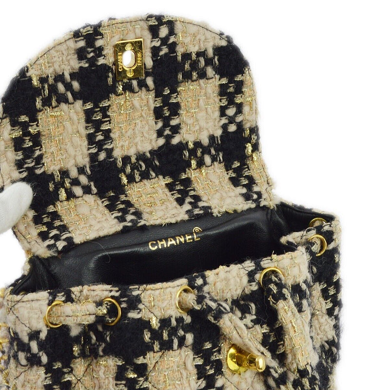 Chanel Beige Black Tweed Duma Backpack