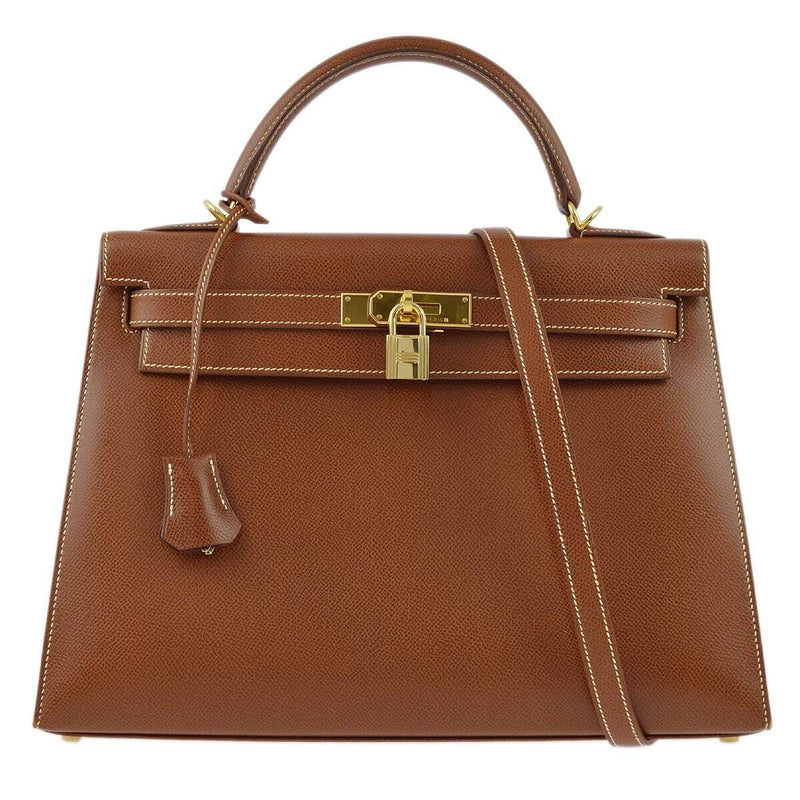 Hermes Brown Lisse Kelly 32 Sellier 2Way