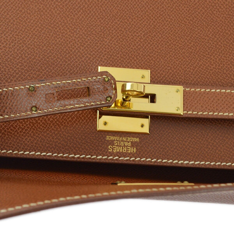 Hermes Brown Lisse Kelly 32 Sellier 2Way