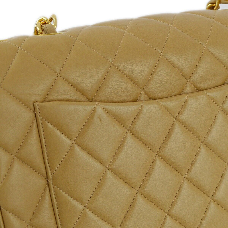 Chanel Beige Lambskin Jumbo Classic Flap