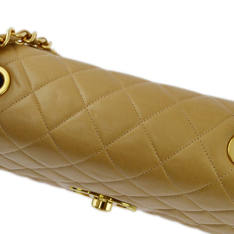 Chanel Beige Lambskin Jumbo Classic Flap