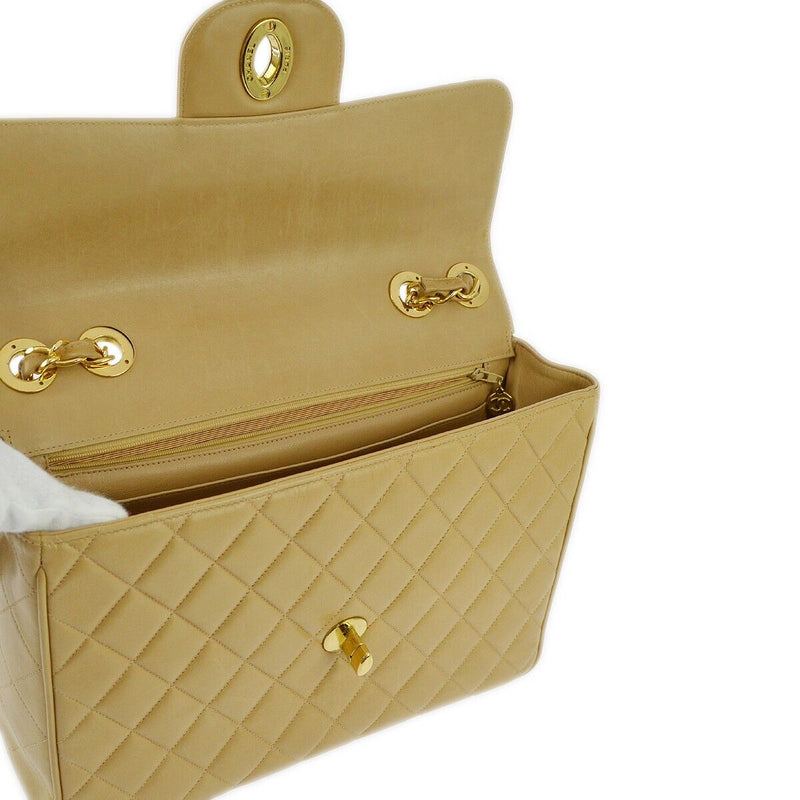 Chanel Beige Lambskin Jumbo Classic Flap