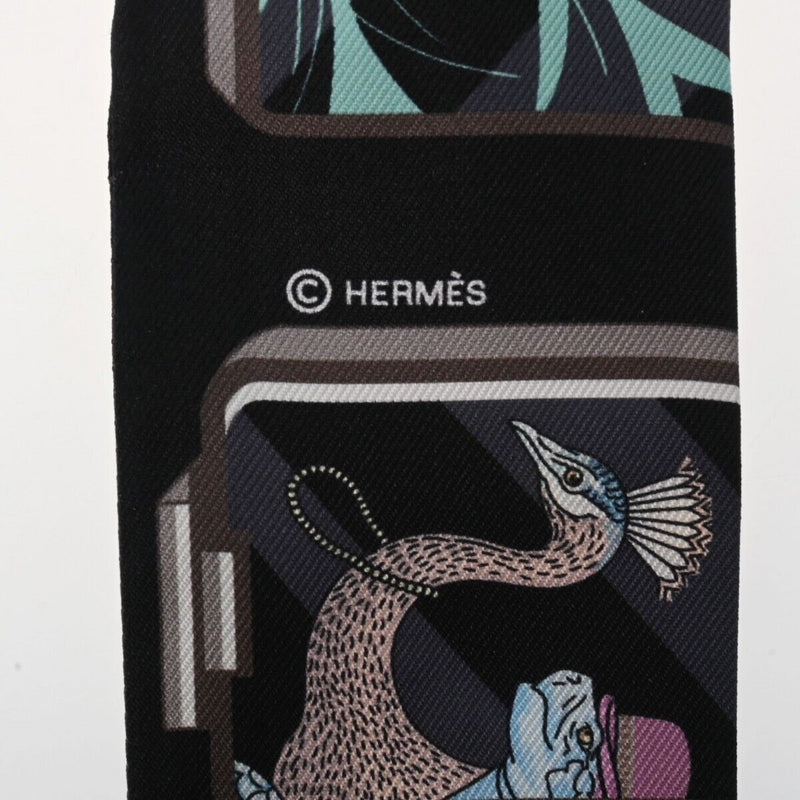 Hermes Twilly Story Black/Rose Scarf