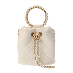 Chanel Bucket Chainshoulder 2Way White -