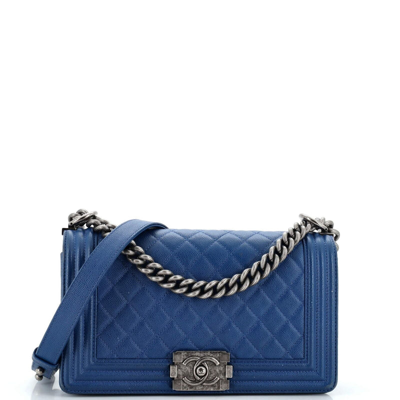 Chanel Boy Flap Bag Quilted Caviar Old