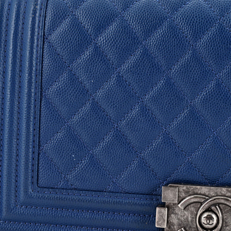 Chanel Boy Flap Bag Quilted Caviar Old