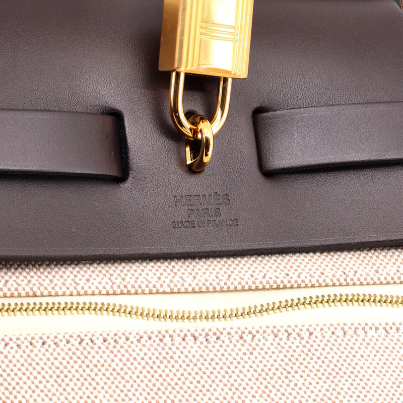 Hermes Herbag Zip Chaine D'Ancre Toile