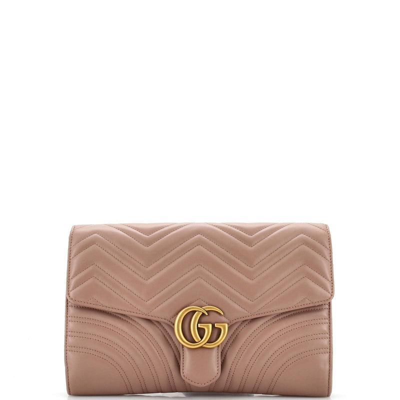 Gucci Gg Marmont Flap Clutch Matelasse