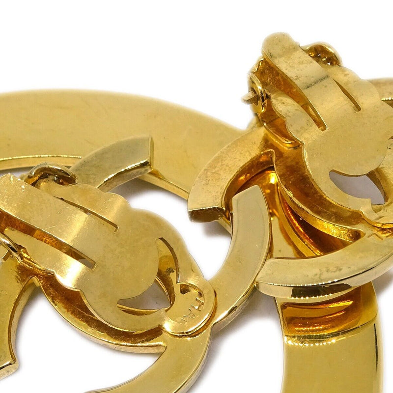 Chanel Hoop Dangle Earrings Clip-On Gold