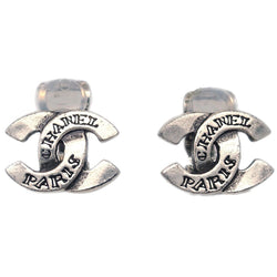 Chanel Cc Earrings Clip-On Silver 99A