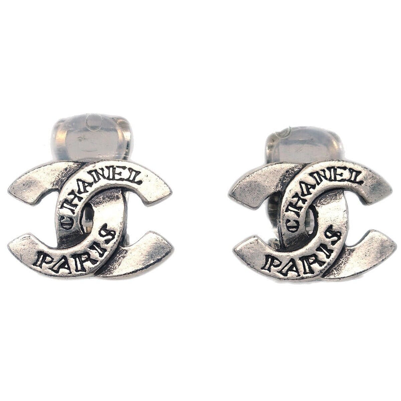 Chanel Cc Earrings Clip-On Silver 99A