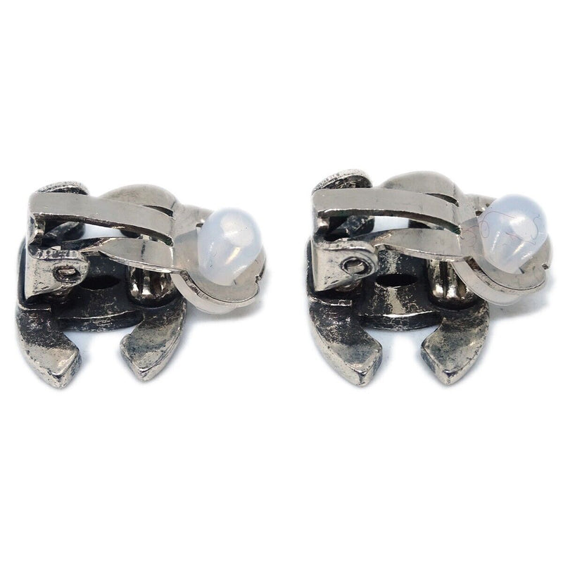 Chanel Cc Earrings Clip-On Silver 99A