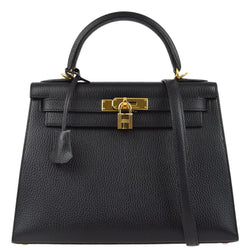 Hermes Black Ardennes Kelly 28 Sellier