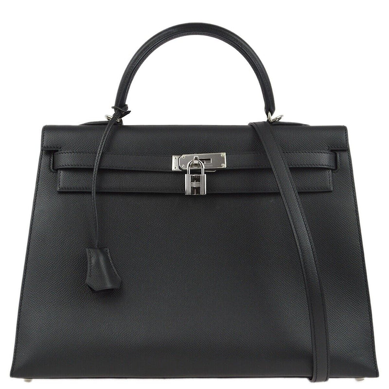 Hermes Black Epsom Kelly 35 Sellier 2Way