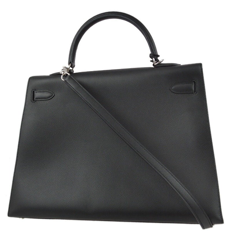 Hermes Black Epsom Kelly 35 Sellier 2Way