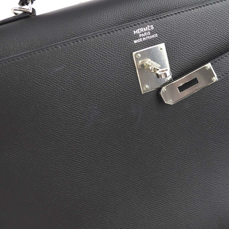 Hermes Black Epsom Kelly 35 Sellier 2Way