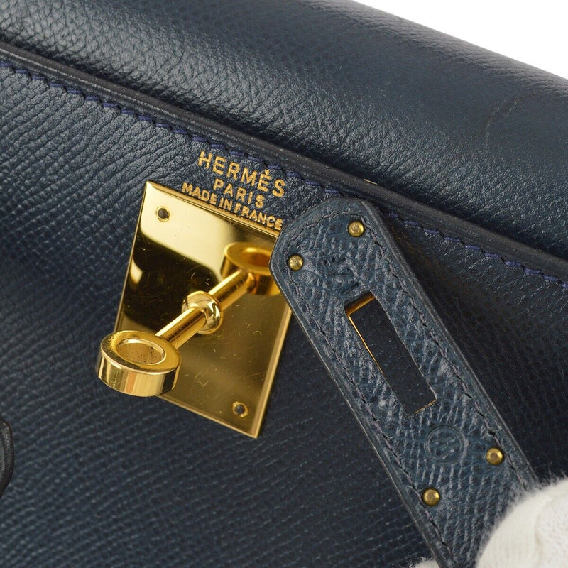 Hermes Navy Courchevel Kelly 28 Sellier