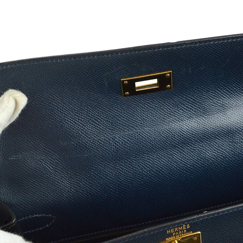 Hermes Navy Courchevel Kelly 28 Sellier