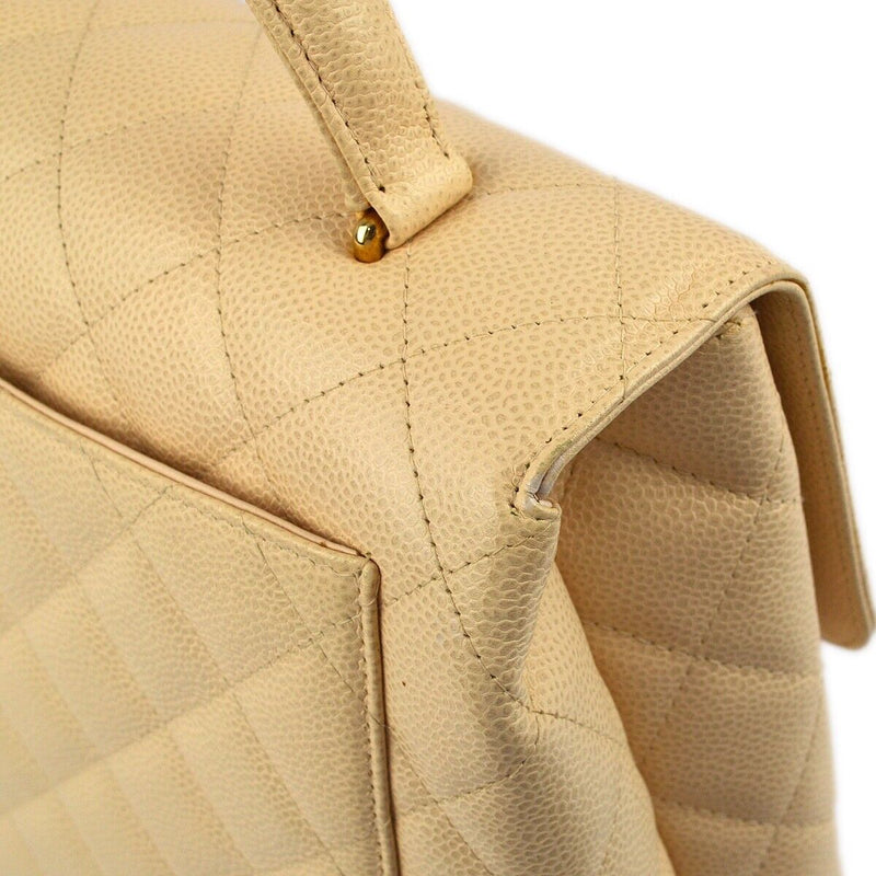 Chanel Beige Caviar Top Handle Handbag