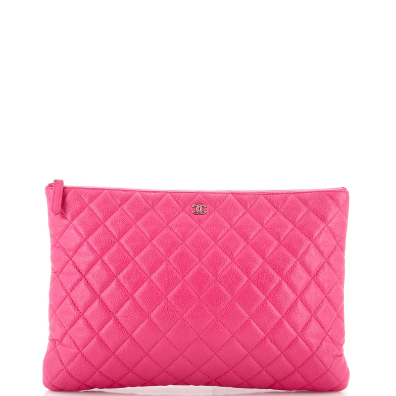 Chanel O Case Clutch Quilted Caviar