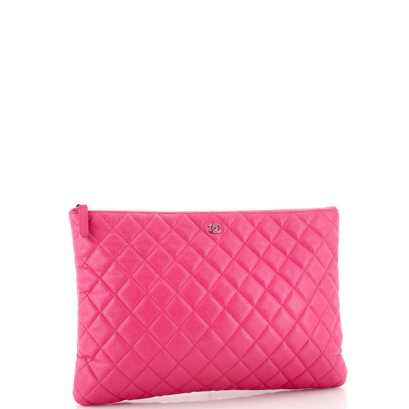 Chanel O Case Clutch Quilted Caviar