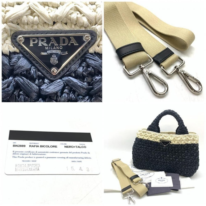 Prada Raffia Canapa Tote Bag Shoulder