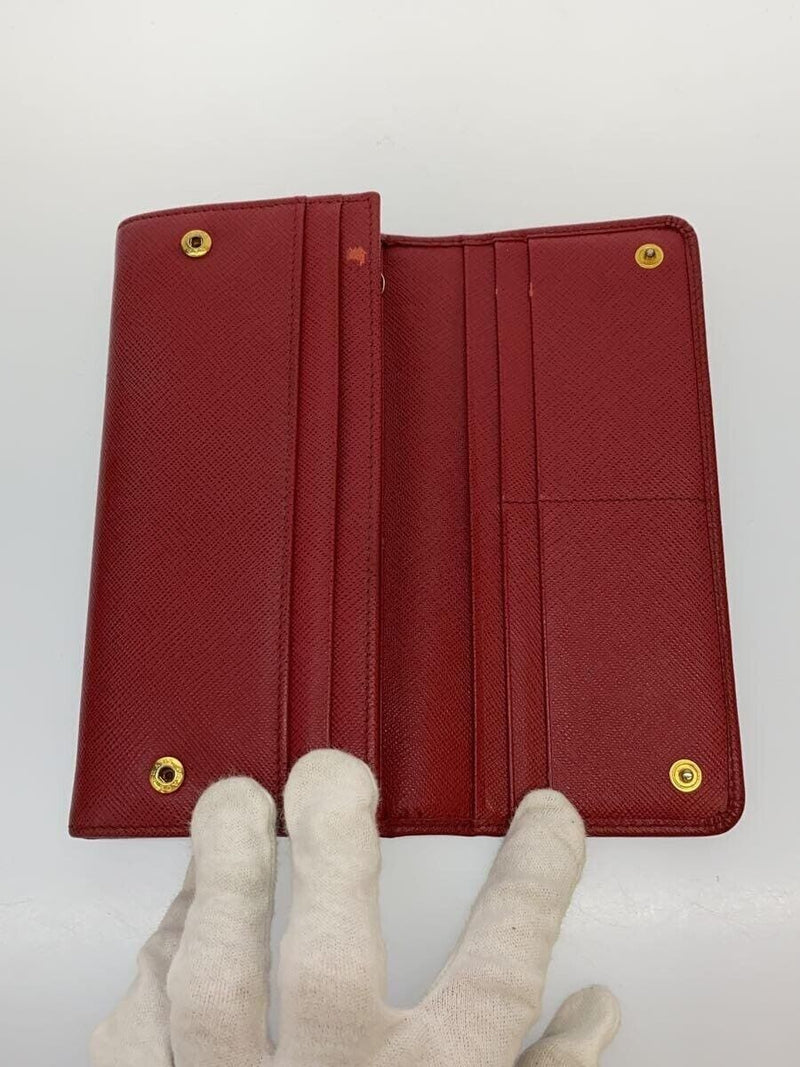 Prada Saffiano Leather Long Wallet Red