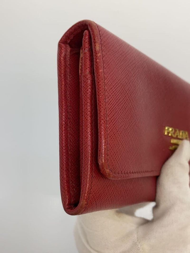 Prada Saffiano Leather Long Wallet Red