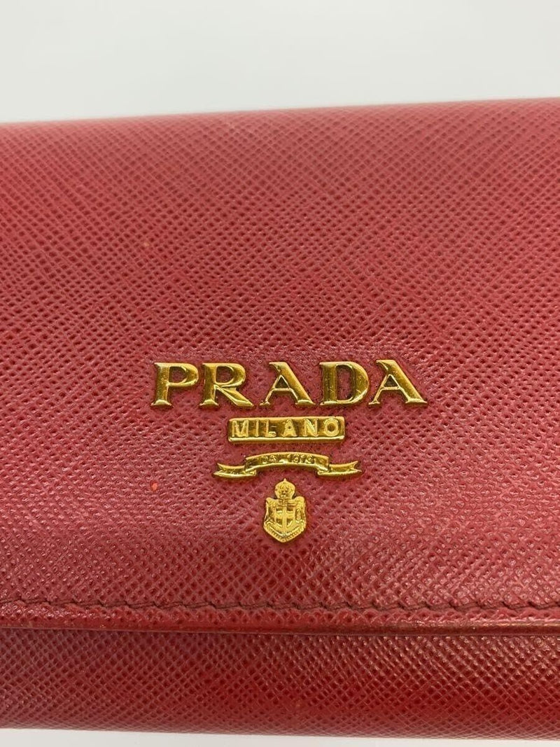 Prada Saffiano Leather Long Wallet Red