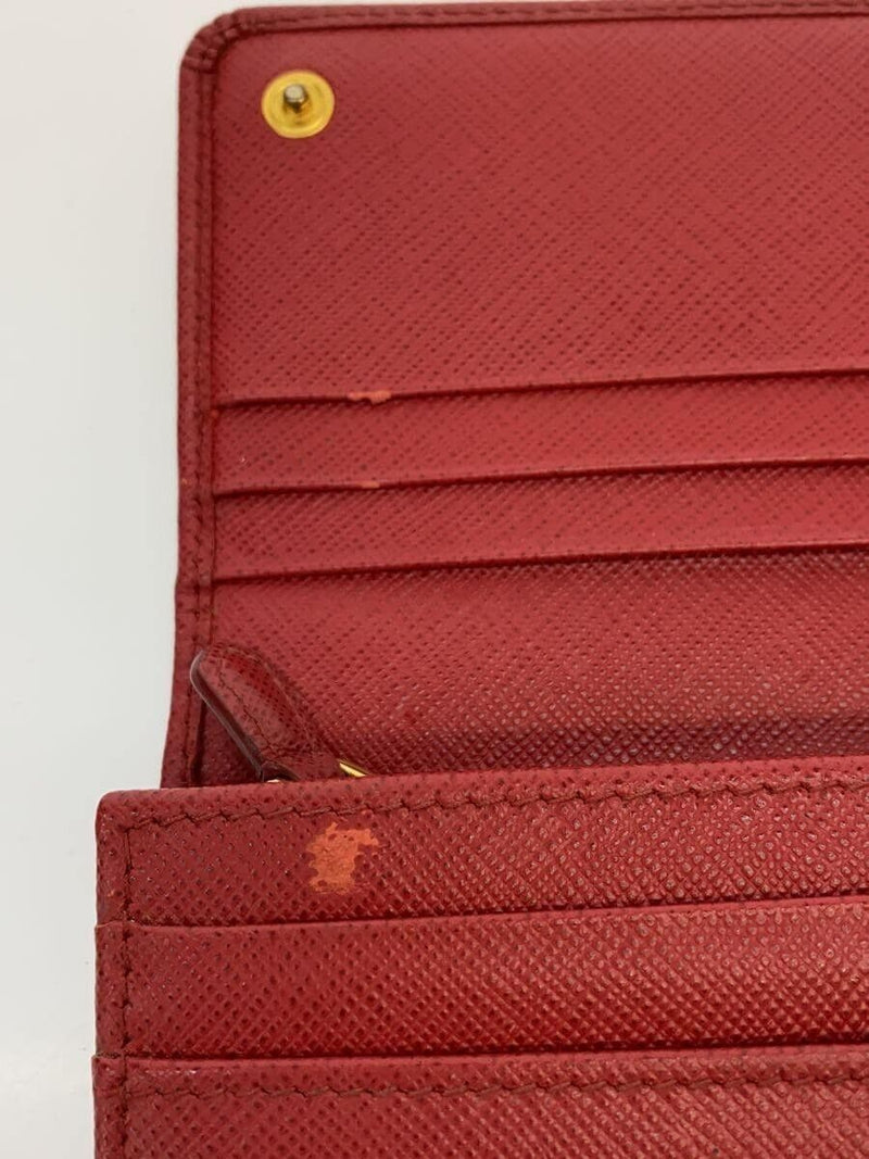 Prada Saffiano Leather Long Wallet Red