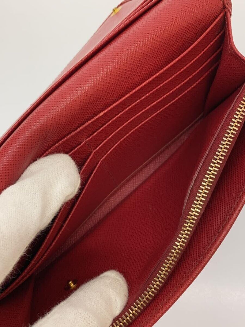 Prada Saffiano Leather Long Wallet Red