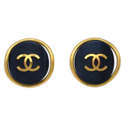 Chanel Black Button Earrings Clip-On 93A