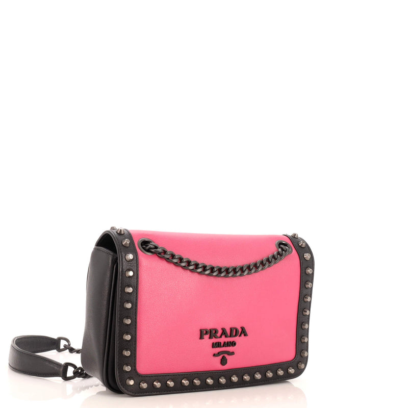 Prada Chain Flap Bag Studded Glace Calf