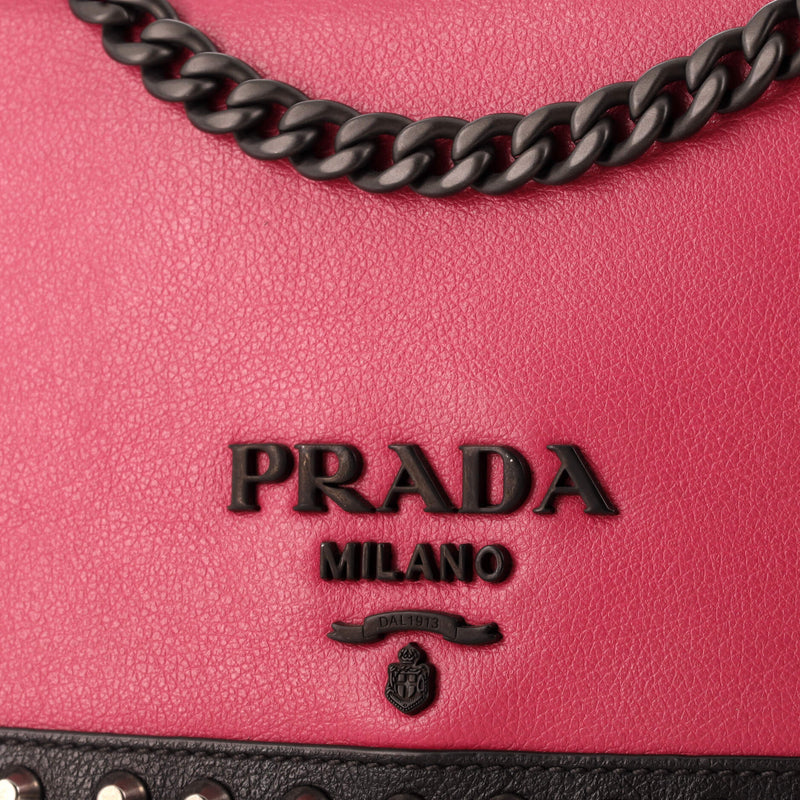 Prada Chain Flap Bag Studded Glace Calf