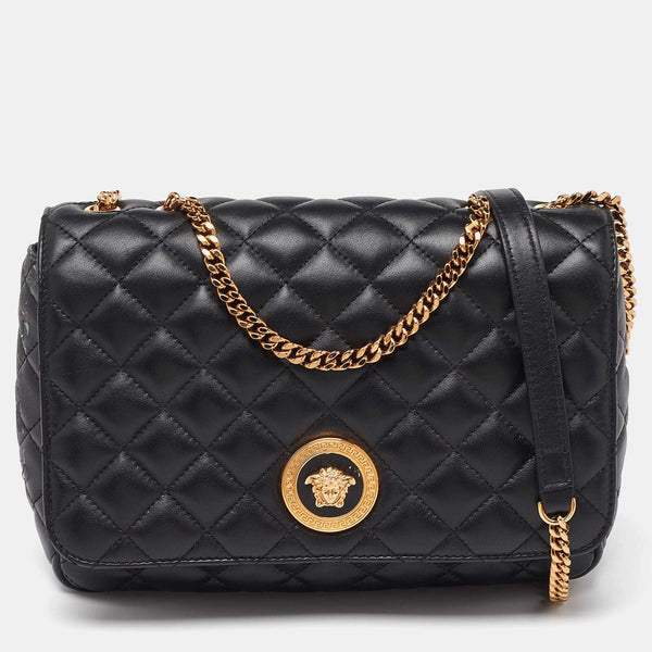 Versace Black Quilted Leather Medusa
